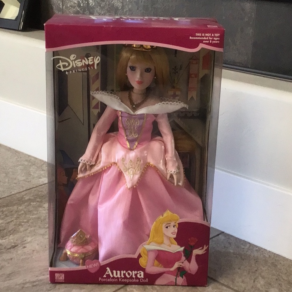 Disney Princess Aurora Porcelain Doll in Pink Gown